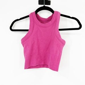 Alo Yoga Pink Ribbed Racerback Cropped Tank Top